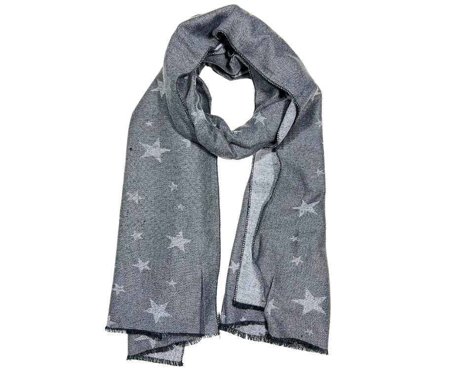 GREY CASHMERE  BLEND POLYESTER SCARF/SHAWL