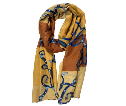 Brown Cotton/ Viscose Scarf for women