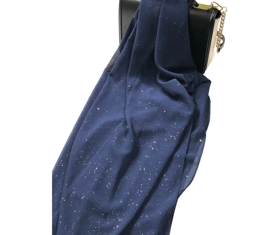 Chiffon Shimmer Scarf/Hijab - Navy Blue