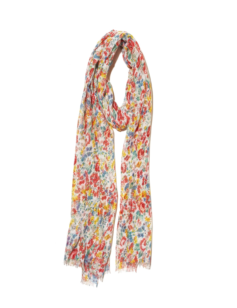 Printed Floral Cotton Scarf For Women