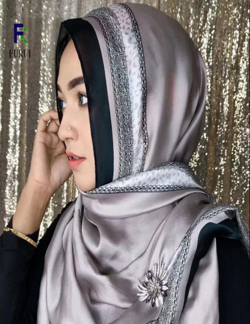 Elegant Silk Feel Scarf/Hijab - GREY