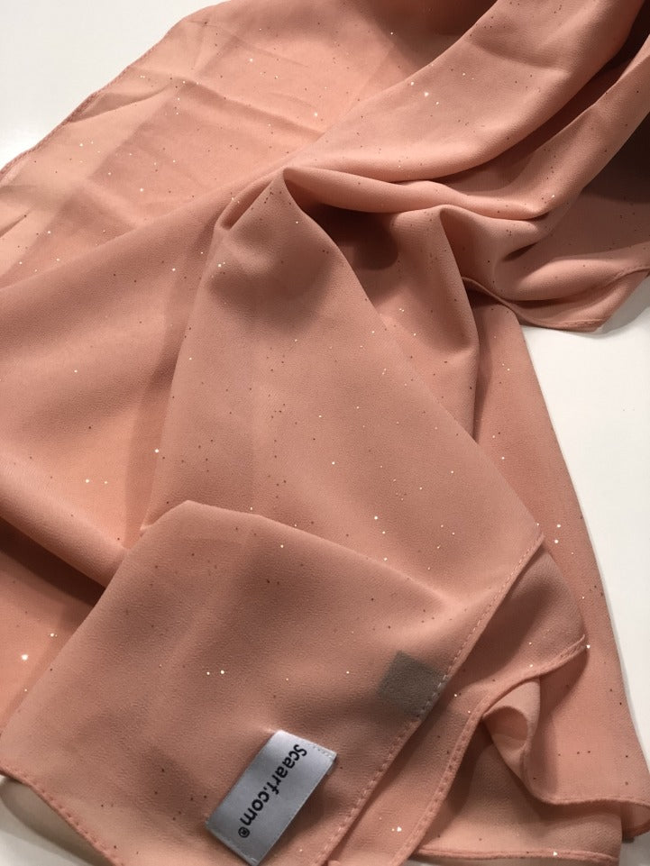 Chiffon Shimmer Scarf/Hijab - Orange Brown