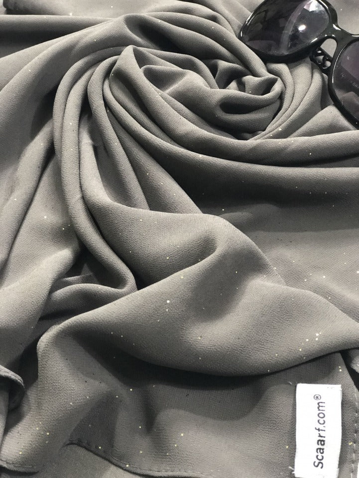 Chiffon Shimmer Scarf/Hijab - Grey