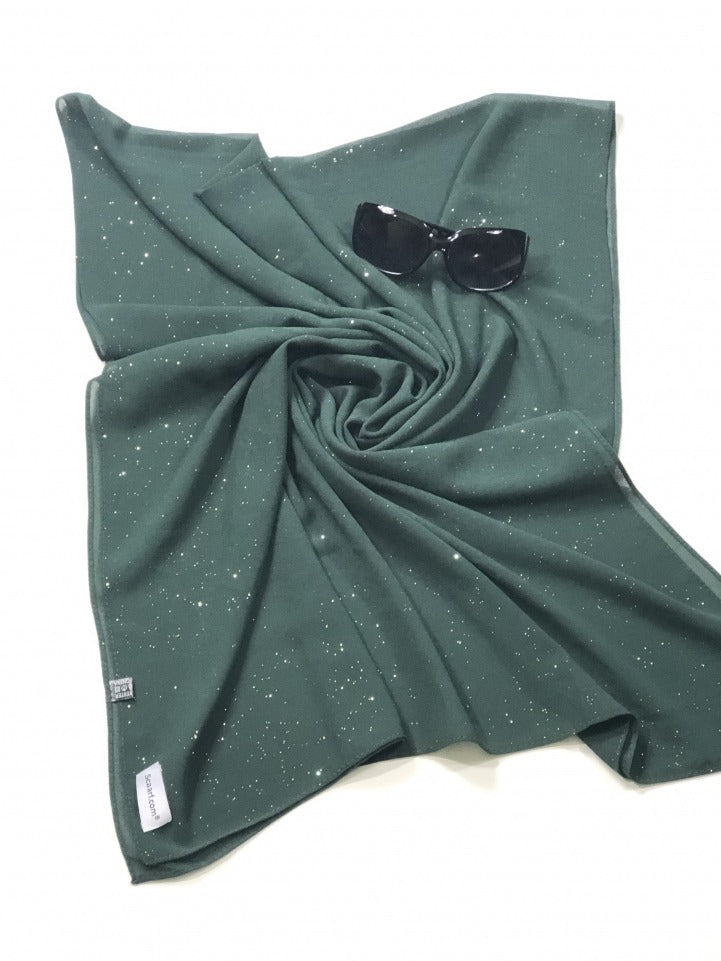 Chiffon Shimmer Scarf/Hijab - Green