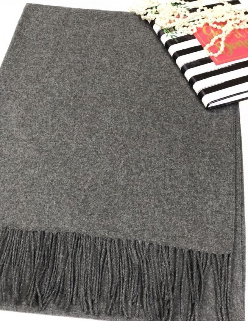 Elegant Solid Cashmere Shawl / Wrap - GREY