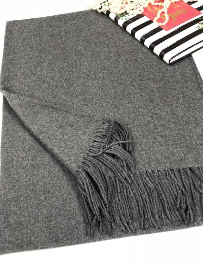 Elegant Solid Cashmere Shawl / Wrap - GREY