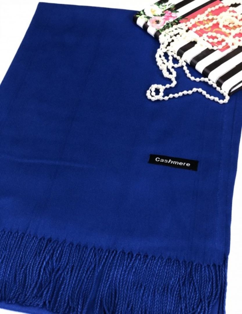 Elegant Solid Cashmere Shawl / Wrap - BLUE