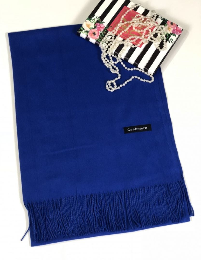 Elegant Solid Cashmere Shawl / Wrap - BLUE