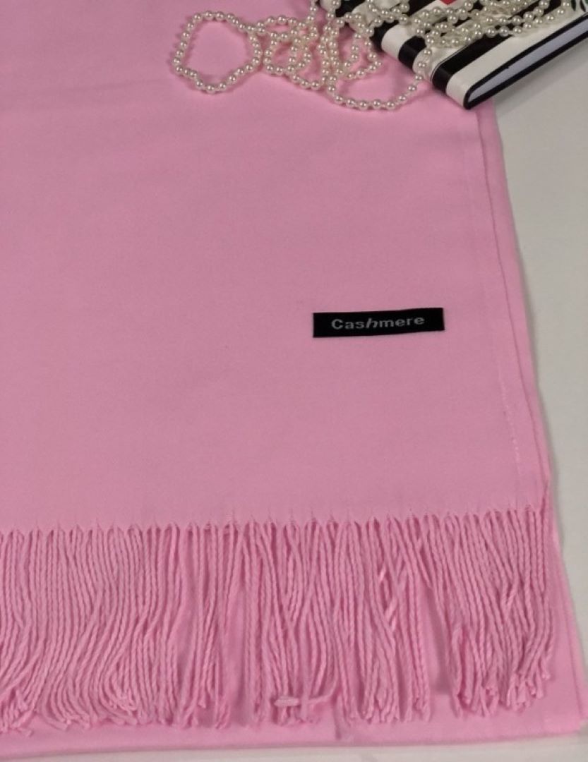 Elegant Solid Cashmere Shawl / Wrap -PINK