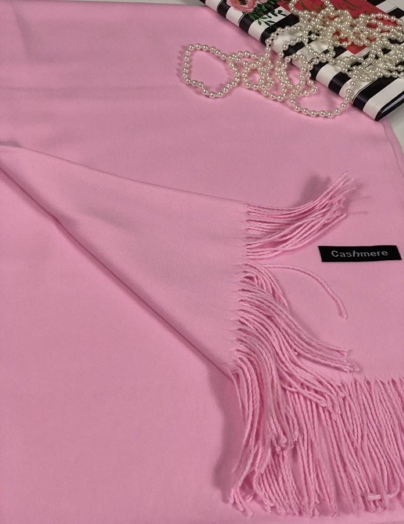Elegant Solid Cashmere Shawl / Wrap -PINK