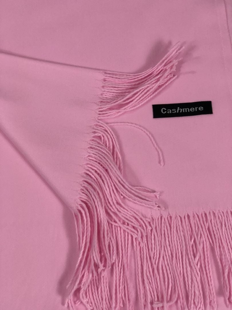 Elegant Solid Cashmere Shawl / Wrap -PINK