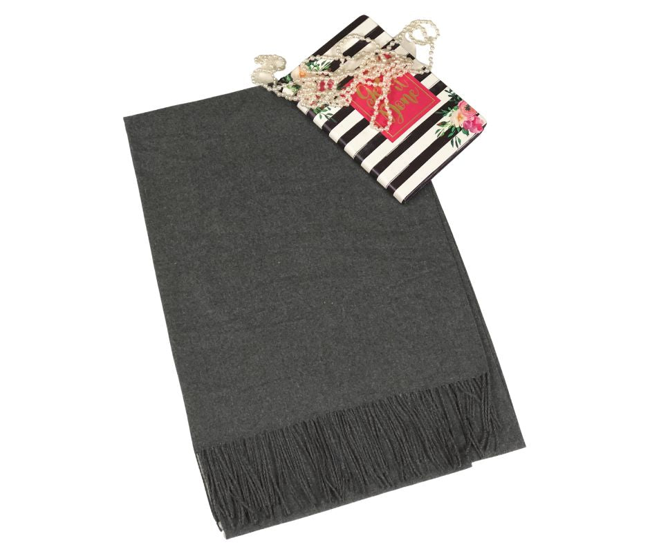 Elegant Solid Cashmere Shawl / Wrap - GREY