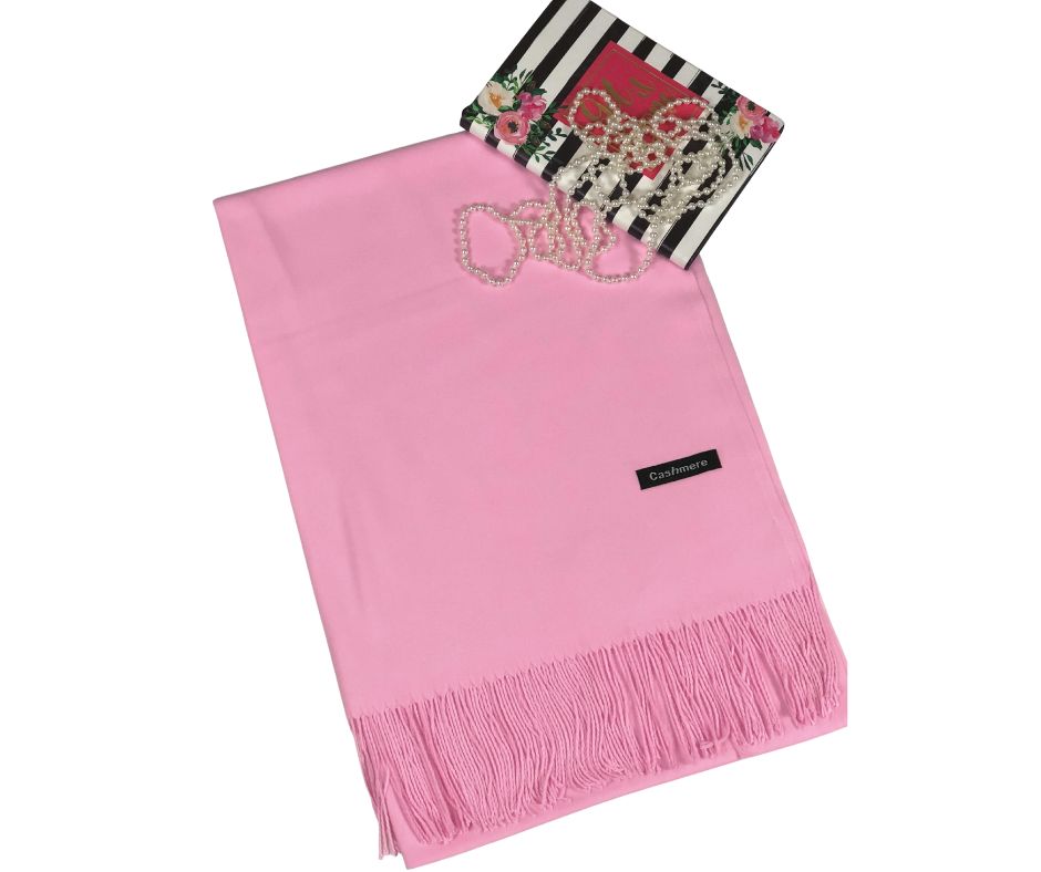 Elegant Solid Cashmere Shawl / Wrap -PINK