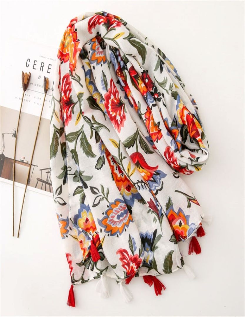 Cotton / Viscose Scarf With Tassel