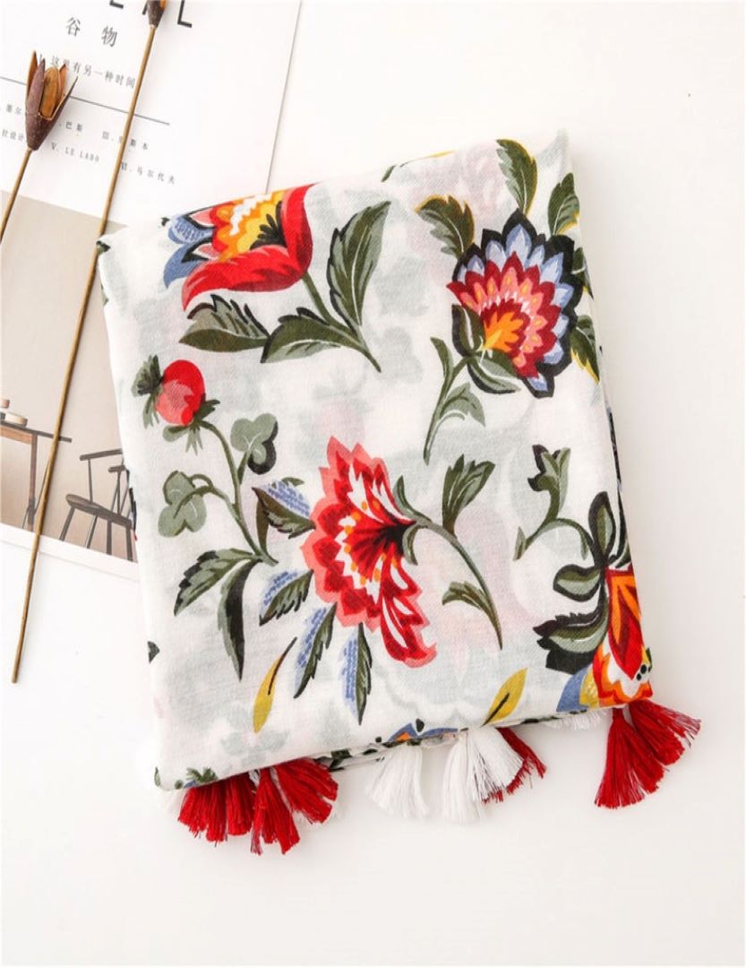 Cotton / Viscose Scarf With Tassel