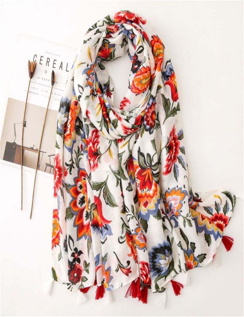 Cotton / Viscose Scarf With Tassel